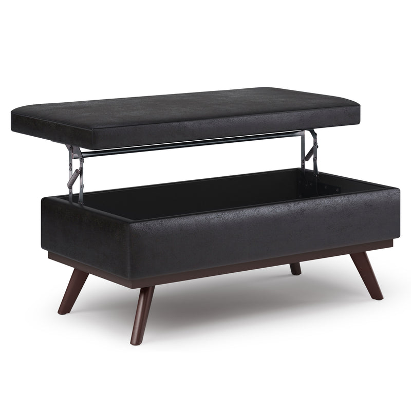 Owen - Lift Top Large Coffee Table Storage Ottoman, Mid Century Style