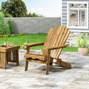 Outdoor Adirondack Chair With Slat Back And Cup Holder - Natural