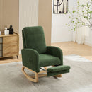 High Back Glider Rocking Chair With Retractable Footrest And Rubber Wood Legs