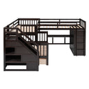 L Shaped Bunk Bed With 3 Drawers, Portable Desk And Wardrobe