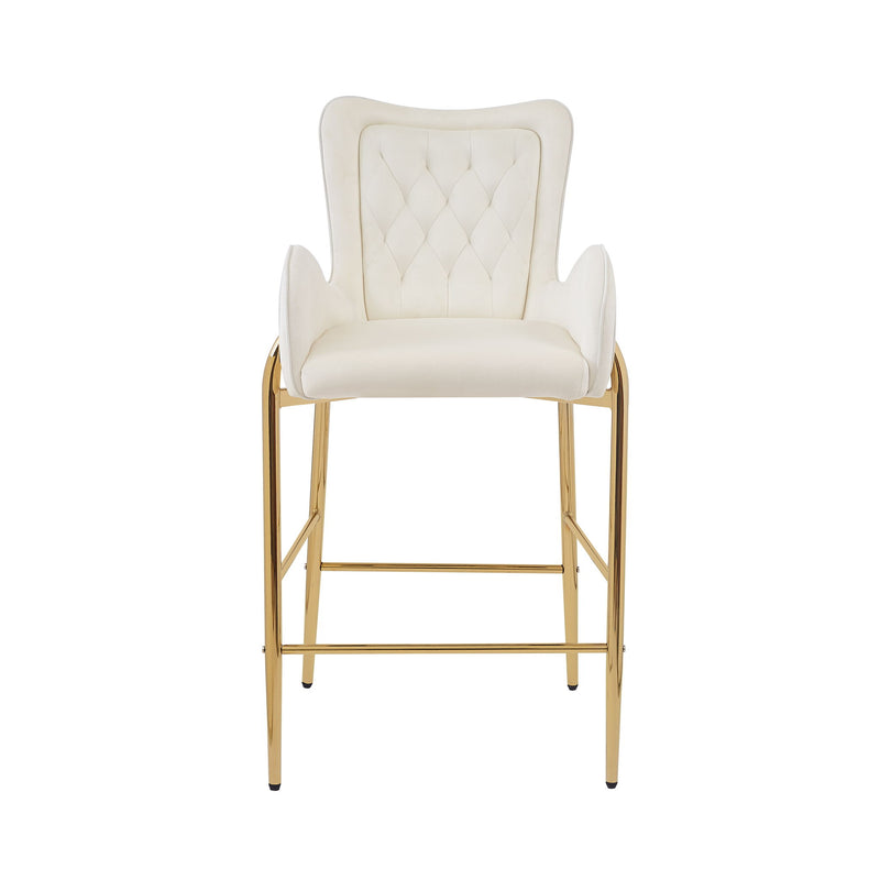 Velvet Fabric Counter Height Bar Stools (Set of 2)