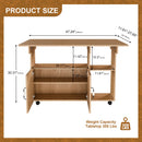 Multi Functional Folding Table With Storage Shelves And Wheels
