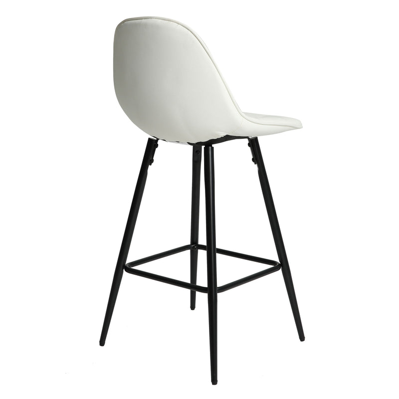 Modern Metal Counter Height Bar Stools With Back And Footrest (Set of 2)