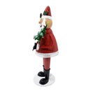 Cheerful Santa Claus Holding Tree And Waving, Holiday Decoration With Festive Design - Red