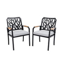Outdoor Patio Stationary Dining Chairs With Outdoor Grade Sunbrella Cushions, Branch Like Backrest (Set of 2) - Bourbon Brown