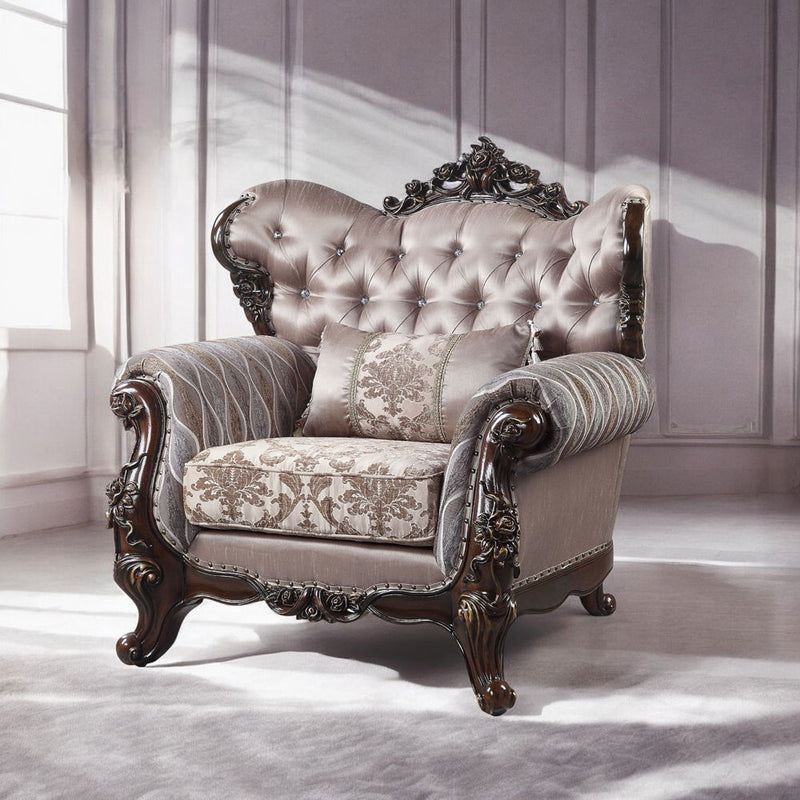 Benbek - Chair - Fabric & Antique Oak Finish - Atlantic Fine Furniture Inc