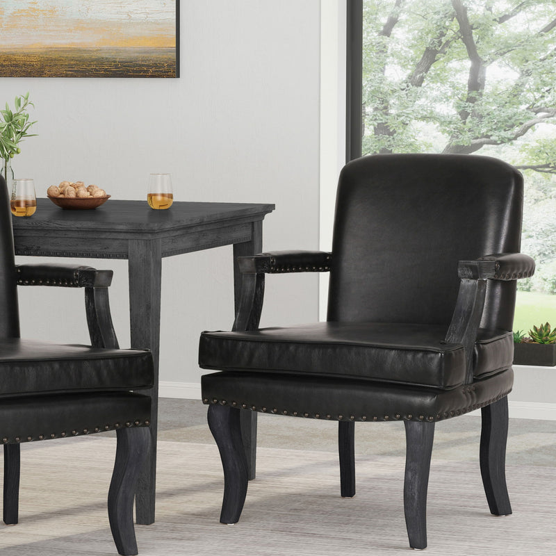 French Country Style Dining Chair With Nailhead Trim