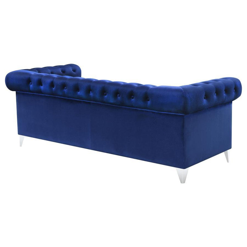 Bleker - Tufted Tuxedo Arm Sofa - Blue