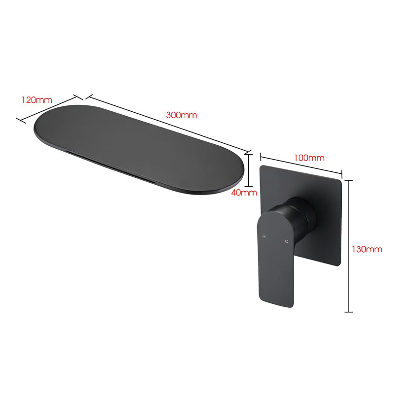 Modern Wall Mount Bathtub Faucet With Single Handle And Waterfall Spout - Matte Black