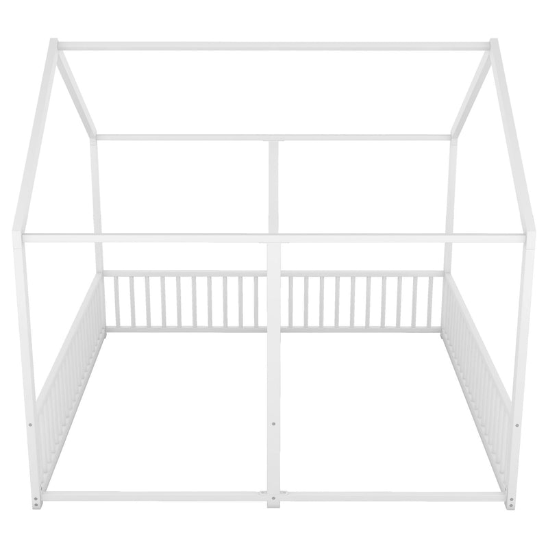 Metal Twin Size House Platform Beds 2 Shared Beds - Antique White