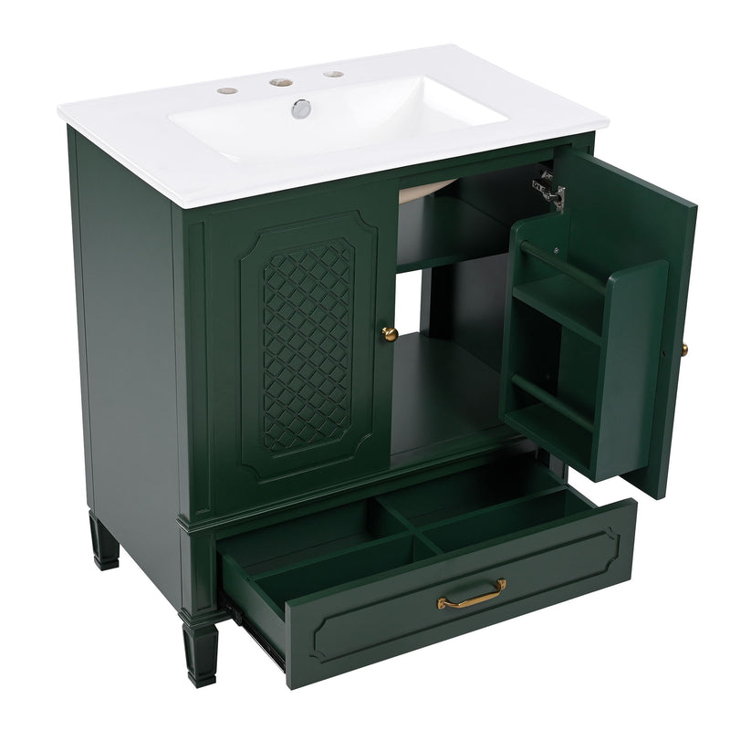 Vintage Style Bathroom Vanity With Sink, Multi Functional Storage, Soft-Closing Door