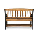 Slatted Bench With Built In Shelf
