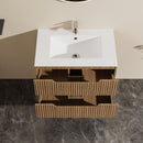 30" Wall Mounted Bathroom Vanity With Sink, Soft Close System, And Spacious Drawers - Walnut