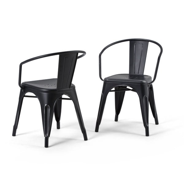 Larkin - Metal Dining Arm Chair (Set of 2) - Distressed Black / Silver