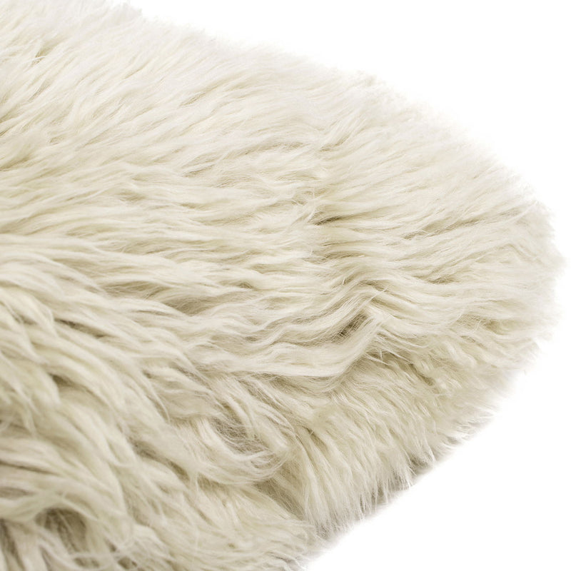 Astrid - Square New Zealand Sheepskin Accent Throw Pillow Cover With Feather Insert - Taupe / Natural