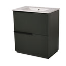 Fluted Bathroom Vanity With Ceramic Sink, Soft Close Slides