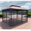 Patio Gazebo Tent With Ventilated Double Roof And Mosquito Net For Backyard Or Garden