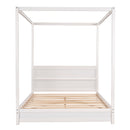 Queen Size Canopy Platform Bed with Headboard and Support Legs,White