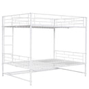 Full Over Full Metal Bunk Bed with Shelf and Guardrails, White