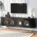 Modern TV Stand For TVs Up To 80", Entertainment Center With 4 Cabinets, Wood Media Console With Metal Legs And Handles For Living Room