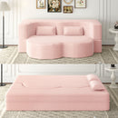 Convertible Plush Corduroy Foam-Filled Sleeper Sofa Bed With 2 Pillows