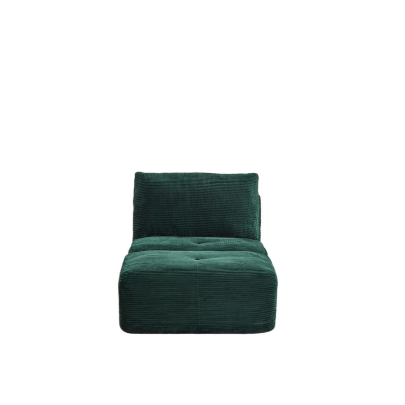 Compressed Sofa, Single Chaise Longue, Movable Ottoman For Living Room - Green