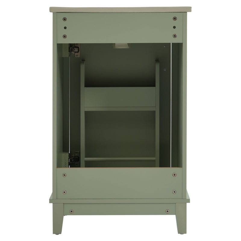 Modern Small Bathroom Vanity Cabinet With Ceramic Basin, Ample Storage, 1 Soft Close Door