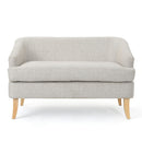 Mid Century Modern Loveseat With Polyester Upholstery And Birch Wood Frame - Beige