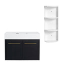 Modern Wall Mounted Bathroom Vanity With Resin Sink And Storage Rack