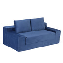Loveseat Sofa, Comfortable Deep Seat Sofa Bed, Modern Small Corduroy Couch For Living Room Bedroom,Reversible Cushion With Pillows,No Assembly Required, Dark Blue