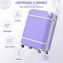 20" Hardside Luggage With Cosmetic Case, 2 Piece Lightweight Suitcase Set With Spinner Wheels, Carry On Vintage Luggage