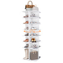 7 Tier Square Rotating Shoe Rack Tower With 360° Spinning Organizer - White