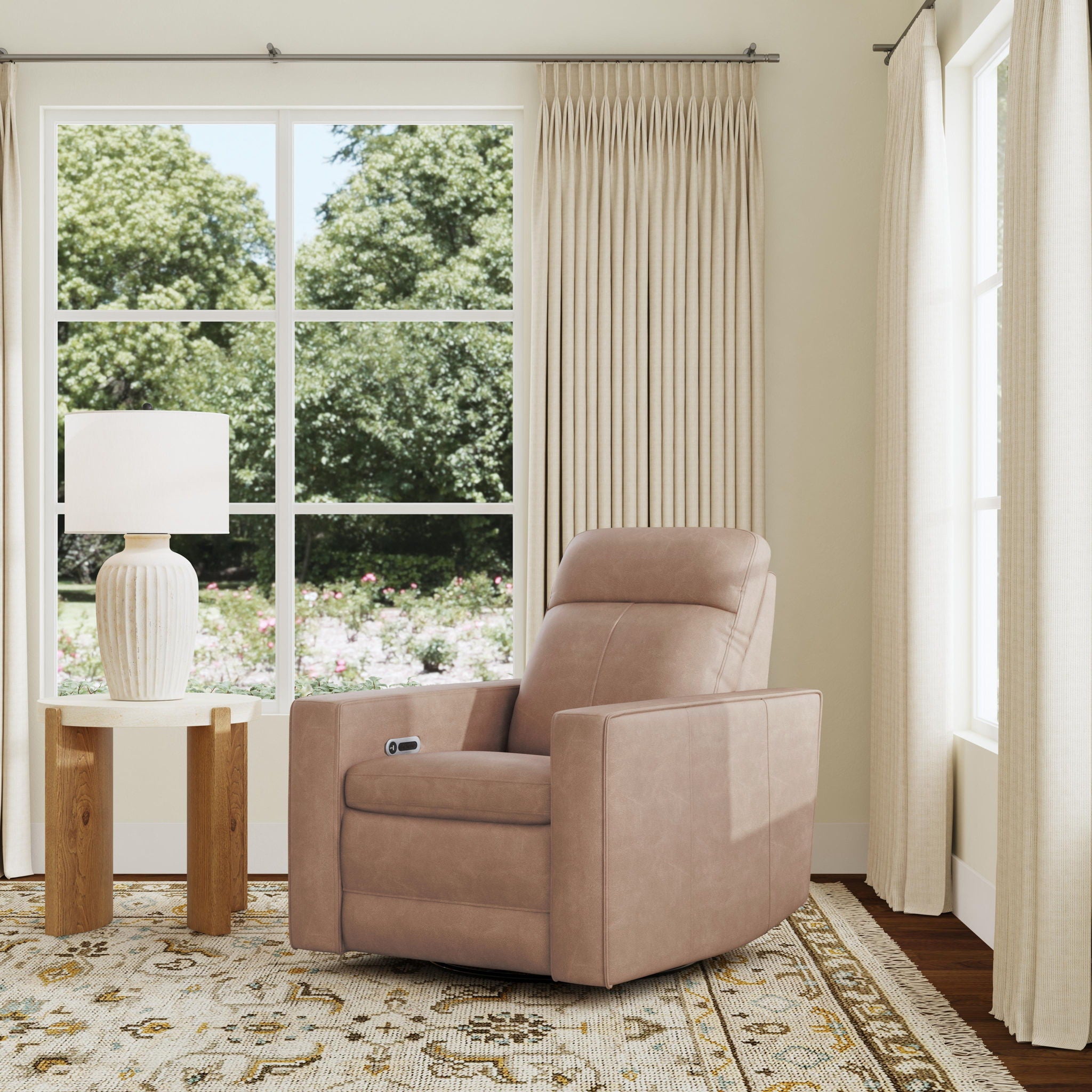 Dutch - Power Swivel Gliding Recliner With Power Headrest, Lumbar, Heat & Massage