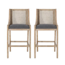 Celestiality - Upholstered Barstool With Cane Webbing Backrest (Set of 2)