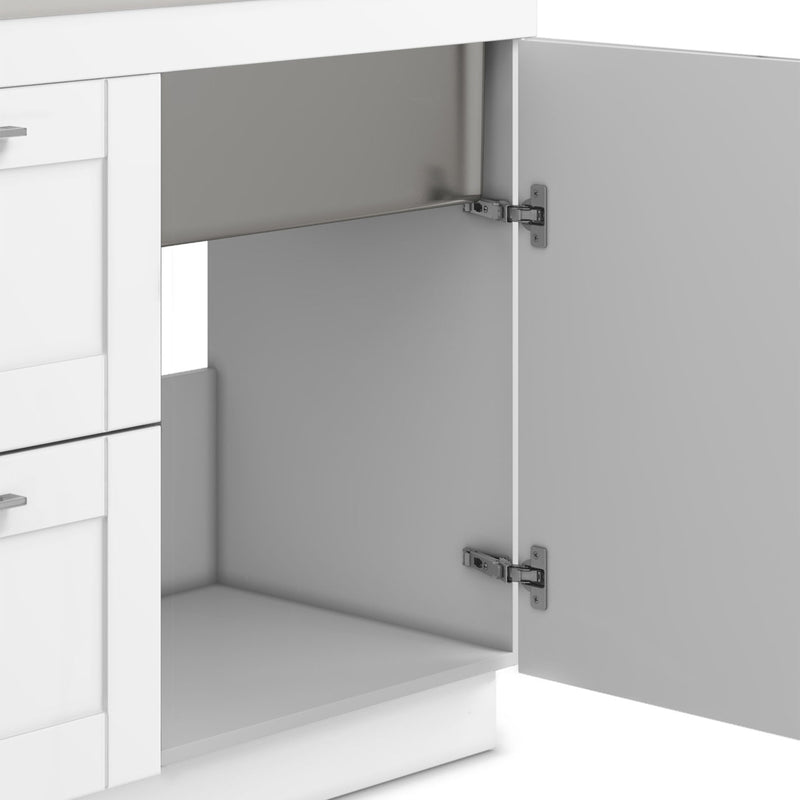 Shaker - Modern Wide Laundry Cabinet With Faucet And Stainless Steel Sink - White