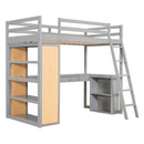 Loft Bed With Ladder, Shelves, And Desk