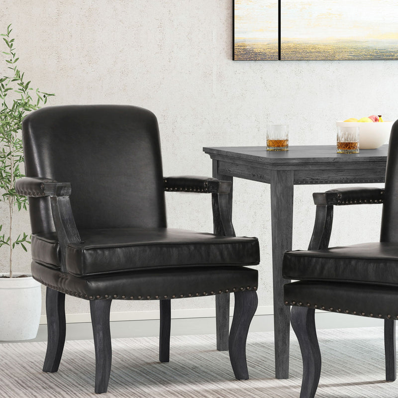 French Country Style Dining Chair With Nailhead Trim