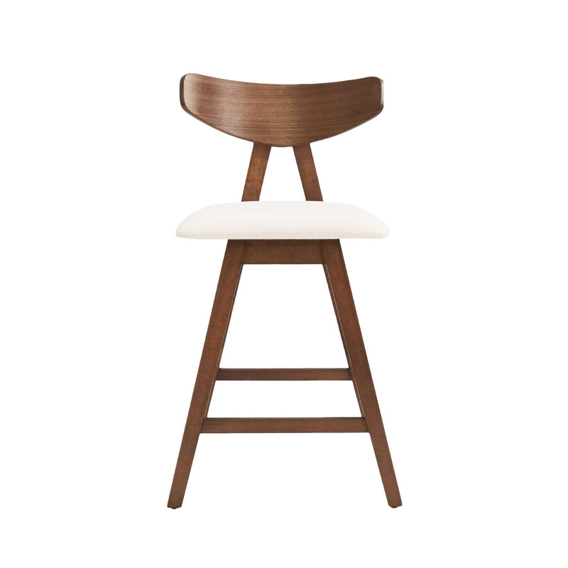 Mid Century Modern Counter Stool With V Shape Frame And Upholstered Seating