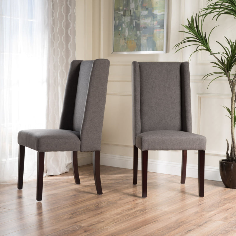 High Back Dining Chair With Wingback Design (Set of 2)