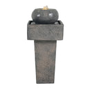 Minimalist Column Fountain With LED Lighting, Outdoor Decor For Patio, Porch And Garden - Gray