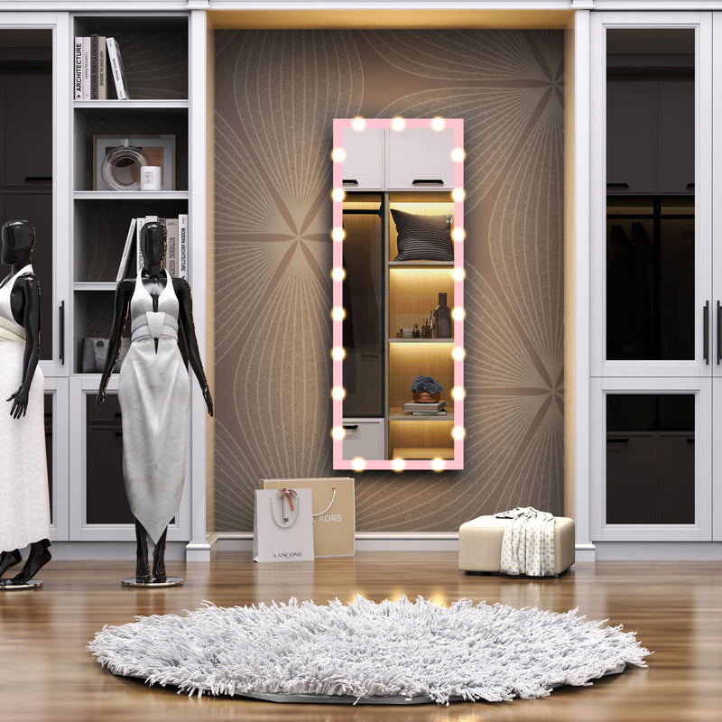 Full Length Mirror With Lights Full Body Vanity Mirror With 3 Color Modes Lighted Standing Floor Mirror For Dressing Room Bedroom Wall Mounted Touch Control