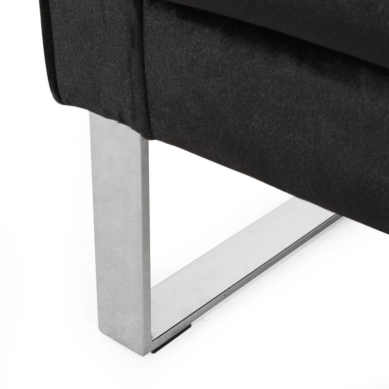 Modern Glam Club Arm Chair With Velvet Upholstery And Stainless Steel Legs - Black