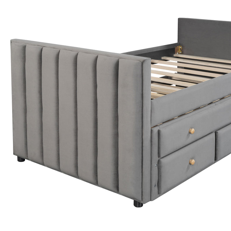 Upholstered Daybed With Trundle And Drawers