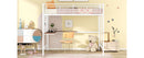 Full Loft Bed With Desk And Grid - White