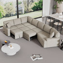 L-Shaped Sofa Sectional Sofa Couch Pull-Out Sofa Bed With Charging Devices And Cup Holders For Living Room