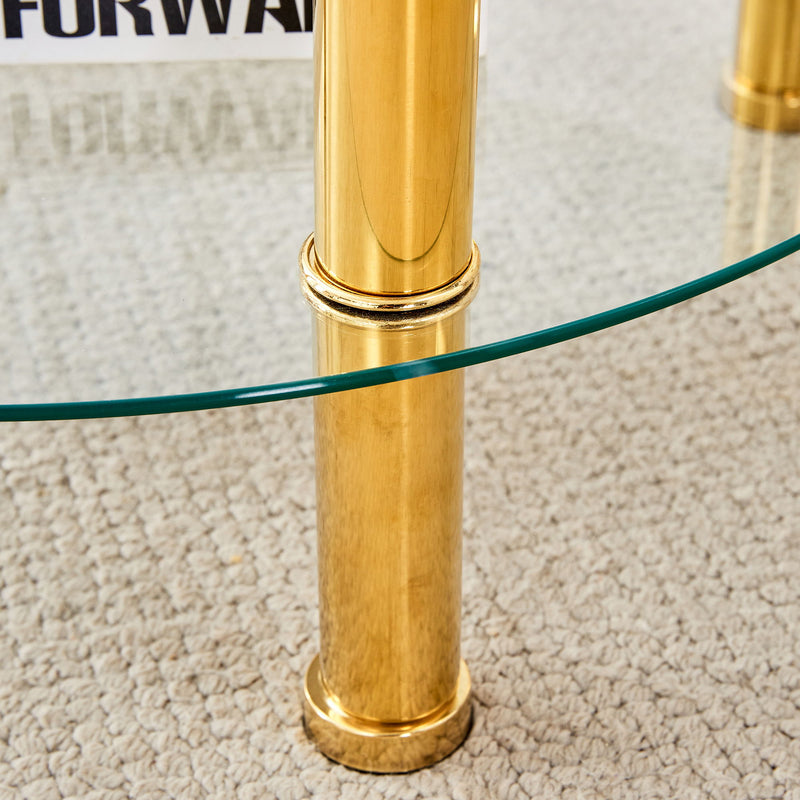 Contemporary Minimalist Double Layer Tempered Glass Coffee Table