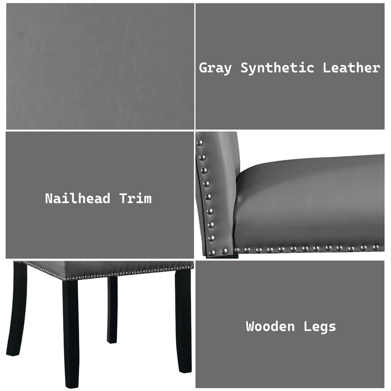 Caralin - Side Chair (Set of 2) - Gray Synthetic Leather & Black