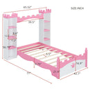 Castle Shaped Bed With Storage Shelf, Dreamy Platform Bed For Kids Bedroom