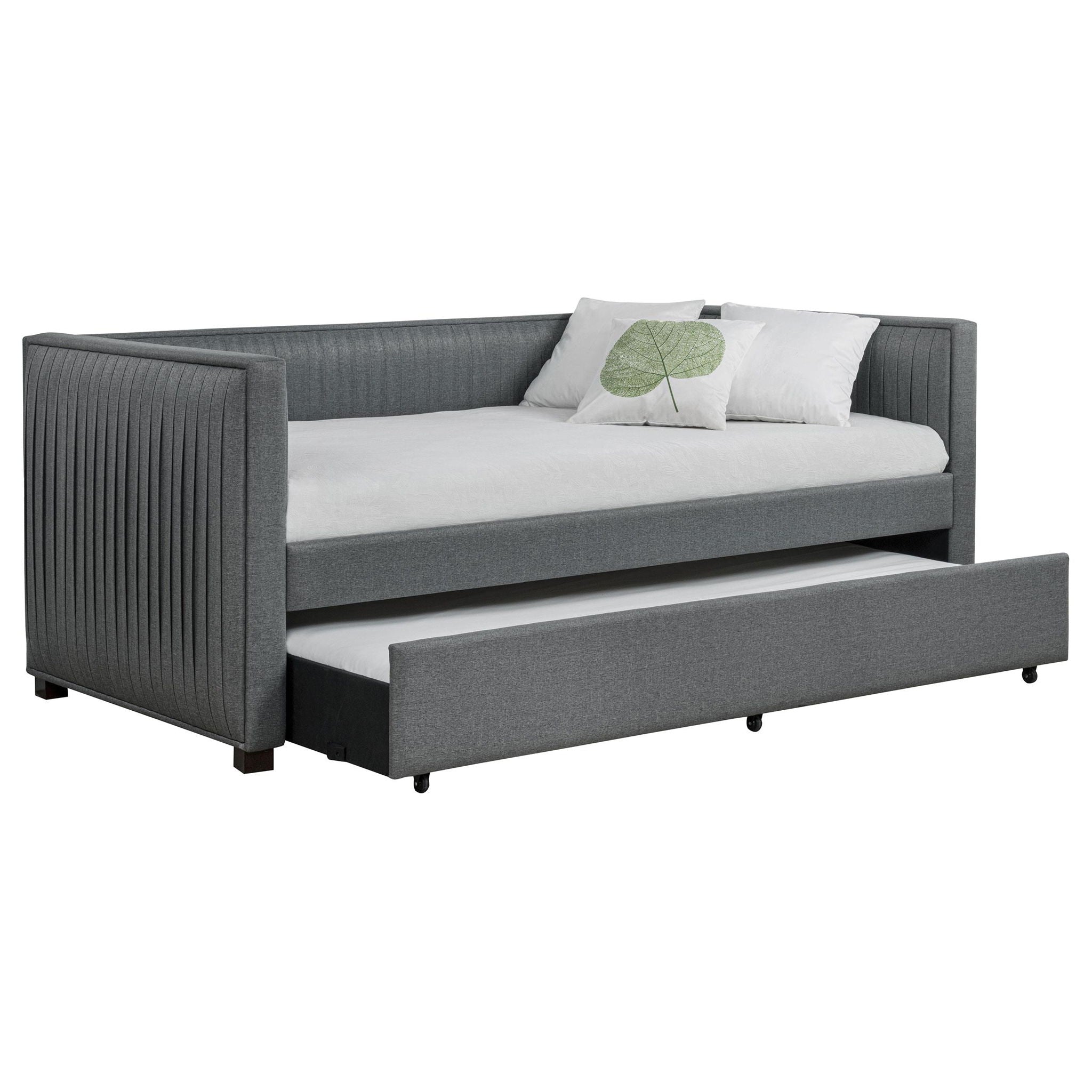 Brodie Upholstered Twin Daybed with Trundle Grey