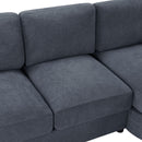 Modern L-Shaped Sectional Sofa With Curved Chaise, USB Ports, And Side Storage Pockets